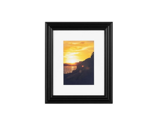 DesignOvation Leno 14" x 18" Matted to 11" x 14" Black Picture Frame - 8" x 10" matted to 5" x 7"
