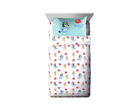 Bluey 'Copines' Ensemble de Draps 3-Pièces pour Lit 1 Place, 100% Polyester