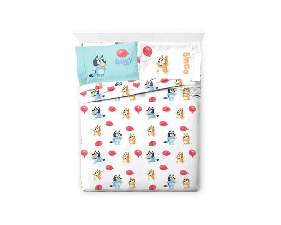 Bluey 'Buddies' 4-Piece Full Sheet Set, Kids 100% Polyester