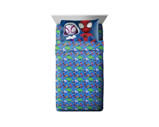 Marvel Spidey & his Amazing Friends Kids 4-Piece Full Sheet Set, 100% Polyester