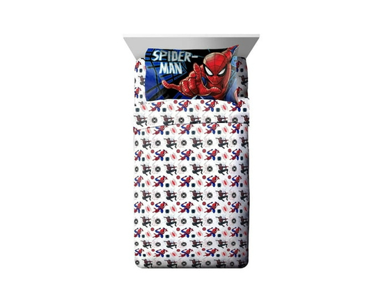 Marvel Spider-Man Ensemble de Draps 3-Pièces pour Lit 1 Place, 100 % Polyester Pour Enfants
