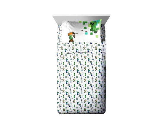 Minecraft Kids' 4-Piece Full Sheet Set, Kids 100% Polyester