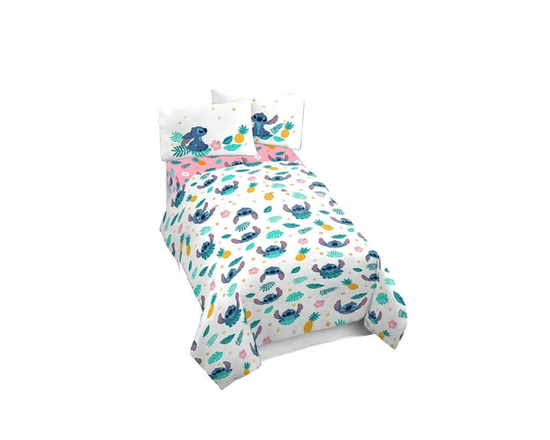 Disney, Lilo and Stitch Hawaiian Denim 4-Piece Full Sheet Set, Kids, 100% Polyester