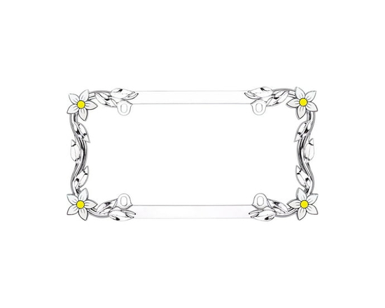 Cruiser Accessories Daisy License Plate Frame, Chrome/Painted - Universal