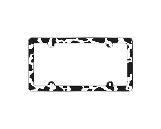 Cruiser Accessories Cow Print License Plate Frames, Black/White - Universal