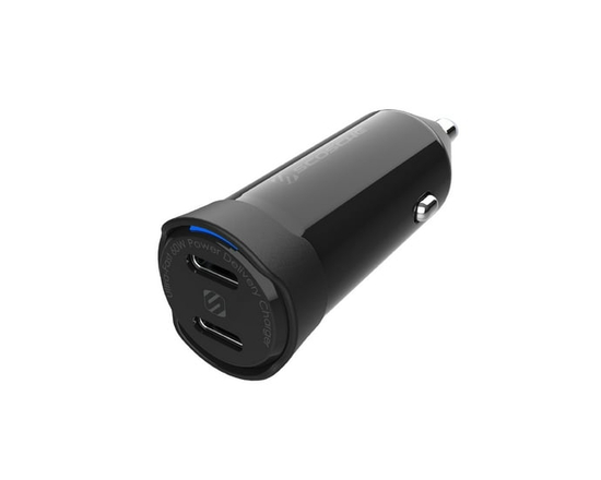 Scosche CPDCC60-SP PowerVolt 60W Certified Dual USB-C Fast Charger Cigarette Lighter Adapter Black - Compact