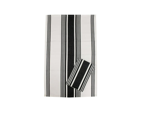 Hometrends Kitchen Towel 2 pack, 100% Cotton, 16 x 28 in, Grey - 18" x 28" (Black)