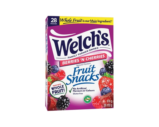 Welch's Fruit Snacks, Berries N Cherries, Snack Box, Gluten Free Box of 28 Pouches