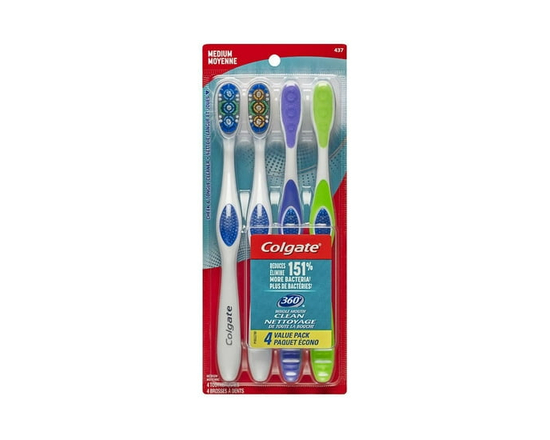 Colgate 360 Toothbrush with Tongue and Cheek Cleaner, Medium - M