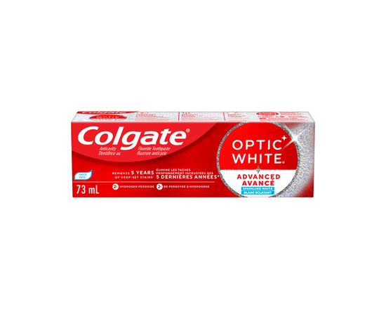 Colgate Optic White Advanced Sparkling White Toothpaste with Fluoride, Mint, 73 ml - 73 mL