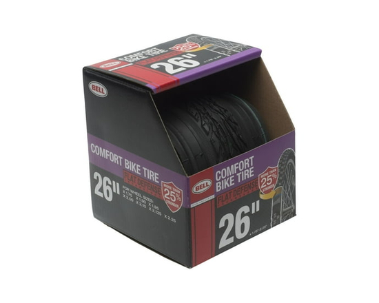 Bell Sports Comfort Glide Road Bike Tire with Flat Defense 26" - 26" x 1.75-2.25"