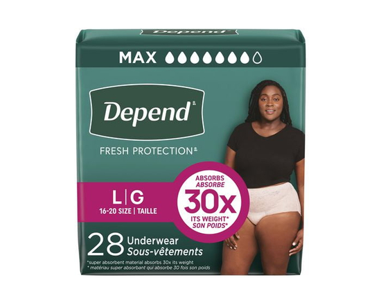 Depend Fresh Protection Adult Incontinence Underwear for Women, Disposable, Blush, L, 28 ct - L