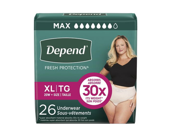 Depend Fresh Protection Adult Incontinence Underwear for Women, Disposable, Blush, L, 28 ct - XL