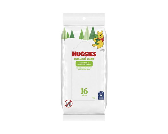 Huggies Natural Care Sensitive Baby Wipes, Unscented, 1 Soft Pack (16 Wipes Total) - 16