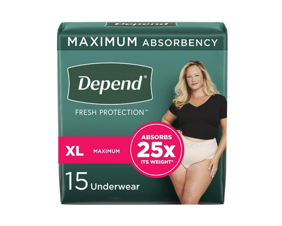 Depend Fresh Protection Incontinence Underwear for Women, Adult Diapers, M, 18 Count - XL