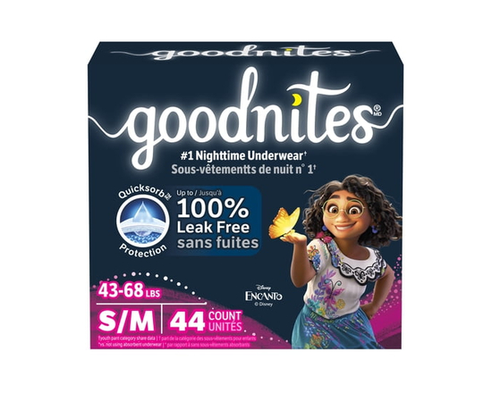Sous-vêtements de nuit Goodnites pour filles, taille G (31 à 43 kg [68 à 95 lb]), 34 sous-vêtements