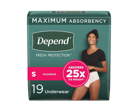Depend Fresh Protection Adult Incontinence Underwear for Women (Formerly Depend Fit-Flex), Disposable, Maximum, S-XL, Blush - S