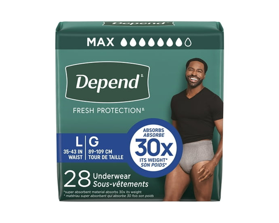 Depend Fresh Protection Incontinence Underwear for Men, Adult Diapers, L, 28 Count - L