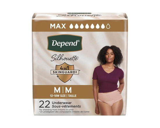 Culottes d’incontinence Depend Silhouette pour femmes, absorption maximale, G, rose, emballage de 20 - M