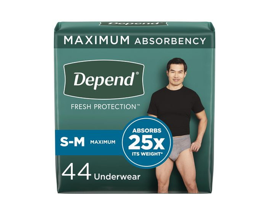 Depend Fresh Protection Adult Incontinence Underwear for Men (Formerly Depend Fit-Flex), Disposable, Maximum, Grey - S/M