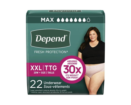 Depend Fresh Protection Adult Incontinence Underwear for Women, Disposable, Blush, L, 28 ct - XXL