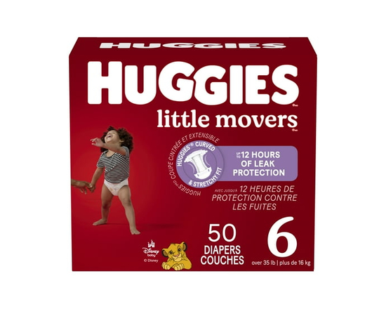 Huggies Little Movers Baby Diapers, Giga pack, Size 5 (27+ lbs), 58 Count