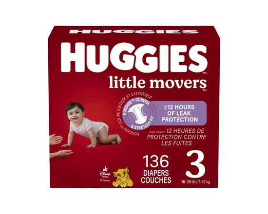 Couches pour bébés Huggies Little Movers, taille 7 (41 livres et plus), 68 couches