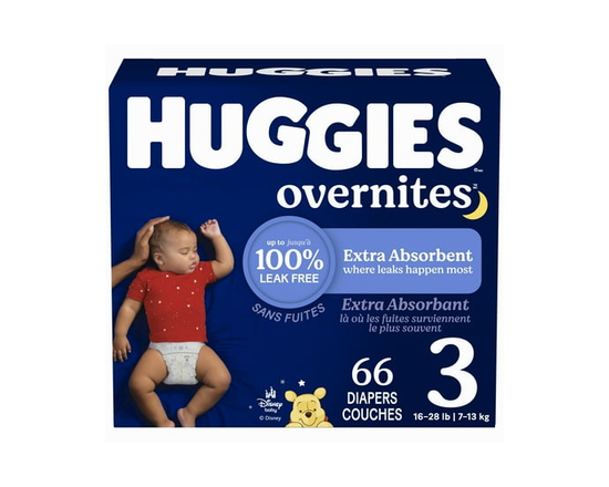 Huggies Overnites Nighttime Baby Diapers, Size 4 (22-37 lbs), 58 Count