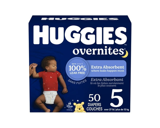 Couches pour bébé Huggies Overnites pour la nuit, taille&nbsp;3 (7&nbsp;à 13&nbsp;kg [16&nbsp;à 28&nbsp;livres]), 66&nbsp;unités