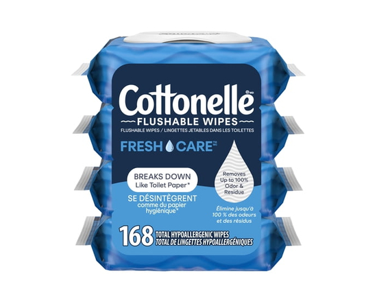 Cottonelle Fresh Care Flushable Wet Wipes, 1 Resealable Bag, 168 Wipes