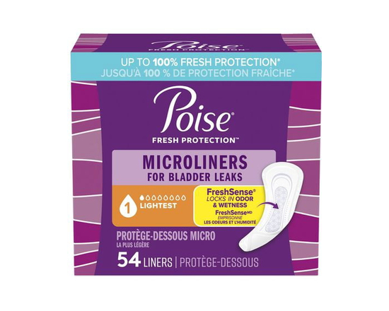 Protège-dessous micro quotidiens Poise, protège-dessous d’incontinence, absorption la plus légère à 1&nbsp;goutte, long, 54&nbsp;protège-dessous - Rég