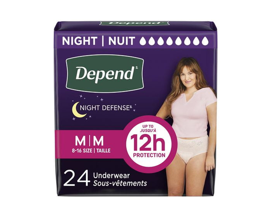Depend Night Defense Adult Incontinence Underwear for Women, Overnight, S-XL, Blush - M