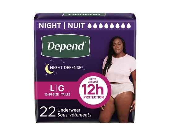 Depend Night Defense Adult Incontinence Underwear for Women, Overnight, S-XL, Blush - L