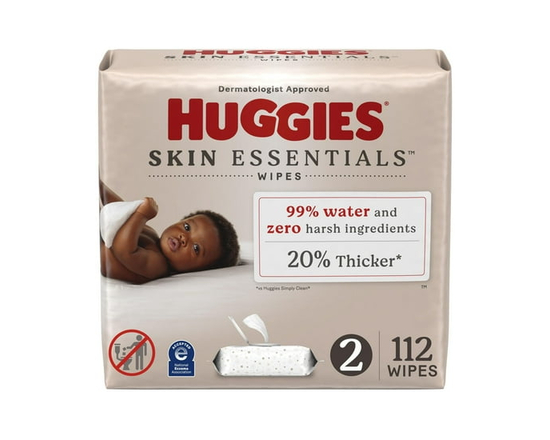 Huggies Skin Essentials Baby Wipes, 2 Flip Top Packs (112 Wipes Total)