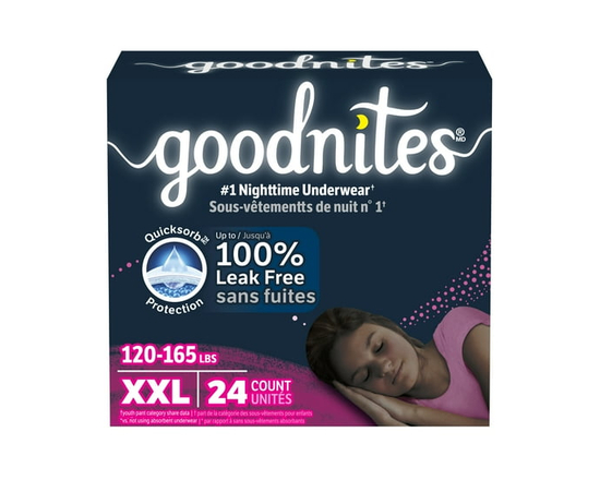 Goodnites Girls Nighttime Bedwetting Underwear, XL (95-120 lbs), 28 Count (Select for More)