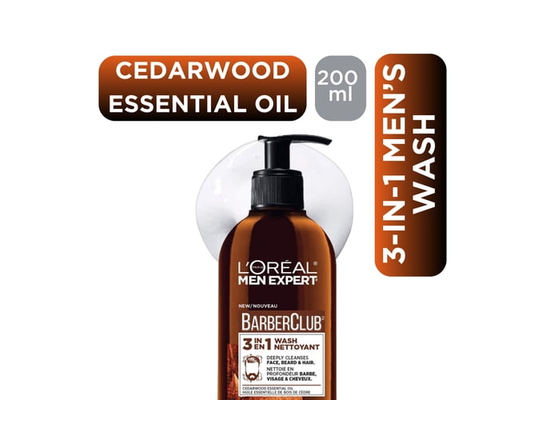 L'Oréal Paris BarberClub 3-en-1 Nettoyant pour la barbe, le visage et les cheveux - 200 ml