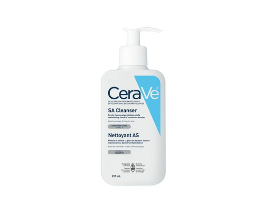 CeraVe SA Cleanser, Salicylic Acid Exfoliating Face Wash with Vitamin D and Ceramides for Rough Bumpy Skin, 237mL - 237mL