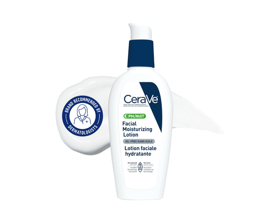 CeraVe PM Facial Moisturizing Lotion, Nighttime Face Moisturizer with Ceramides and Niacinamide for Normal to Oily Skin, 89mL - 090