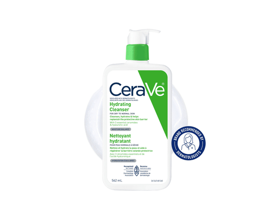 CeraVe Hydrating Cleanser, Gentle Face Wash with Ceramides and Hyaluronic Acid for Normal to Dry Skin, 562mL - L