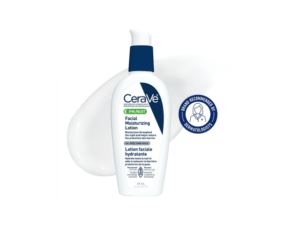 CeraVe PM Facial Moisturizing Lotion, Nighttime Face Moisturizer with Ceramides and Niacinamide for Normal to Oily Skin, 89mL - 59 mL