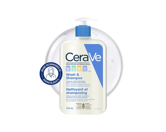 CeraVe Baby Wash & Shampoo, Tear-Free Baby Body Wash with Ceramides and Vitamin E, 473mL - M