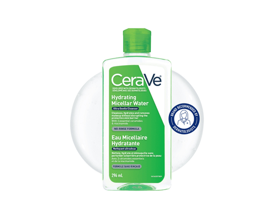CeraVe Micellar Water, 3-in-1 Makeup Remover and Cleanser with Ceramides and Niacinamide for All Skin Types, 296mL - 1