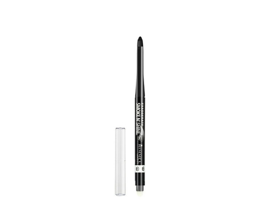 Rimmel Crayon pour les Yeux Exaggerate Smoke N' Shine, couleur intense et lumineuse, texture crémeuse, 100% Sans Crauté (Petit Smokey noir - 001)