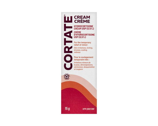 Cortate Cream Hydrocortisone Cream USP (0.5%), Skin Irritations, Itching, Dryness, Scaling and Redness, 15 g - 15