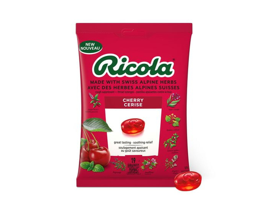 Ricola Cherry Drops, Delicious Naturally Refreshing Low Menthol Throat Relief, 19 Count