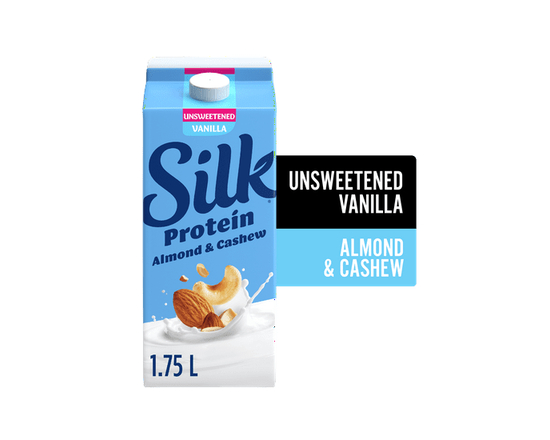 Silk Protéine Alternative au Lait Amande & Cajou, Vanille Non Sucrée, Sans Produits Laitiers de Protéine