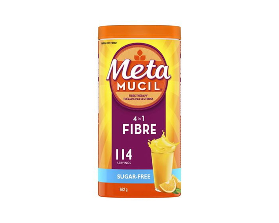 Metamucil Poudre de fibres quotidienne, Sans sucre, Saveur d’orange, 114 portions, Bienfaits multisanté 4 en 1, à base de plantes, enve