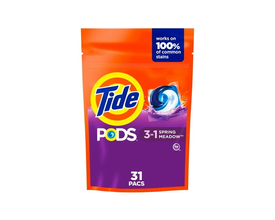 Tide PODs Laundry Detergent, Spring Meadow Scent, 3-in-1 Stain Remover, Odor Fighter, Color Protector, Concentrated Laundry Soap Pacs, 31 Count - 31 p