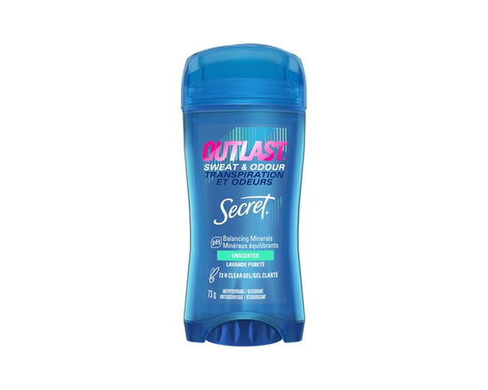 Secret Outlast Sweat & OdorClear Gel Women's Antiperspirant Deodorant, Unscented - 73 g