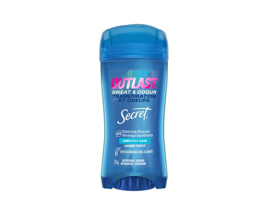 Antisudorifique et désodorisant gel clarté Secret Outlast Transpiration et odeurs pour femmes, parfum Ultra propre - 2,6 oz